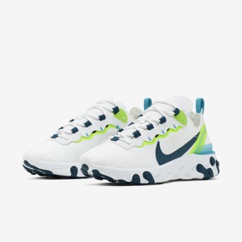 Nike React Element 55 - Női Utcai Cipő - Fehér/Fehér/Zöld/Kék